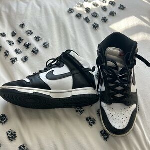 Nike Dunks Black and White High-Top Sneakers